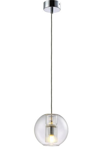 Светильник подвесной BELEZA SP1 B CHROME Crystal Lux прозрачный 1 лампа, основание хром в стиле лофт шар фото 3
